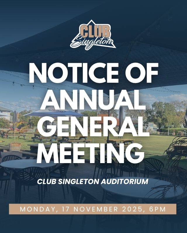 Featured image for “Notice of the Annual General Meeting for Singleton Bowling Club Co-operative Ltd.”