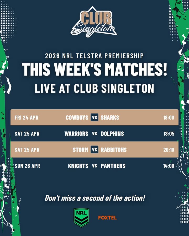 Featured image for “Head to Club Singleton this week for your NRL action! 🔥🏉”